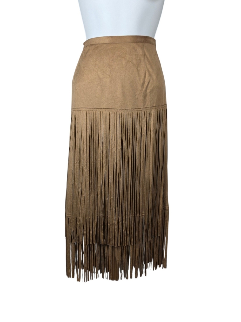 CHICO'S FAUX SUEDE FRINGED SKIRT